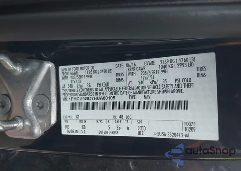 2017 Ford Escape Se from USA, damaged, VIN 1FMCU9GD7HUA80105